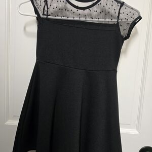 SHEIN Black Kids Dress with Mesh Detail